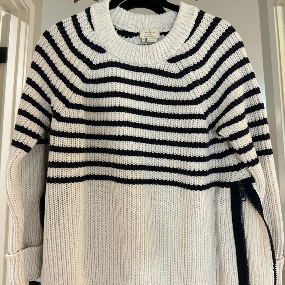 Kate Spade Striped Blue and White Sweater with size zips